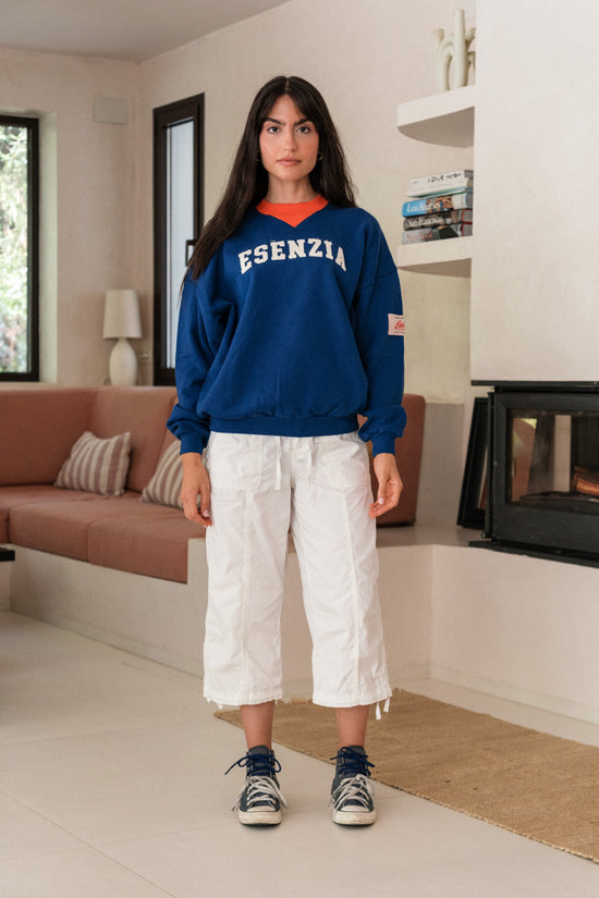 COBALT CONTRAST CREWNECK