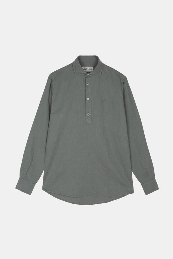 WASHED GREEN LINEN REGULAR POLO SHIRT