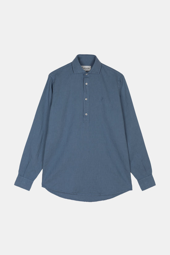 WASHED SPRING BLUE LINEN REGULAR POLO SHIRT