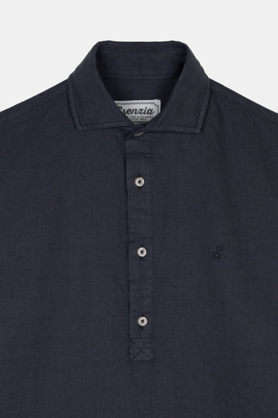 WASHED BLUE INK LINEN REGULAR POLO SHIRT