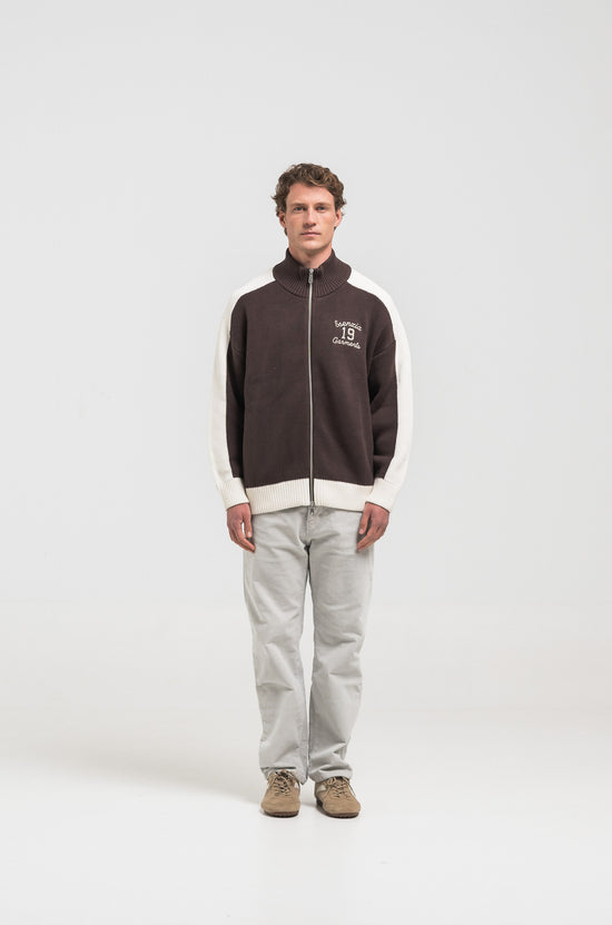 BROWN APRES KNIT ZIPPER