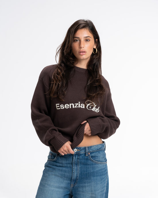 BROWN ICONIC KNIT SWEATER