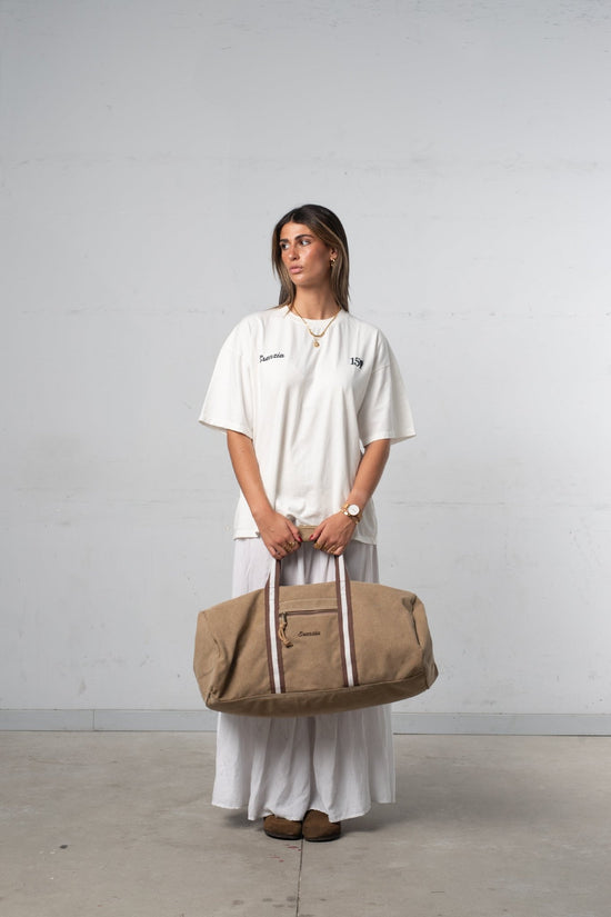 BOLSA CLÁSICA DE LONA BEIGE - Esenzia