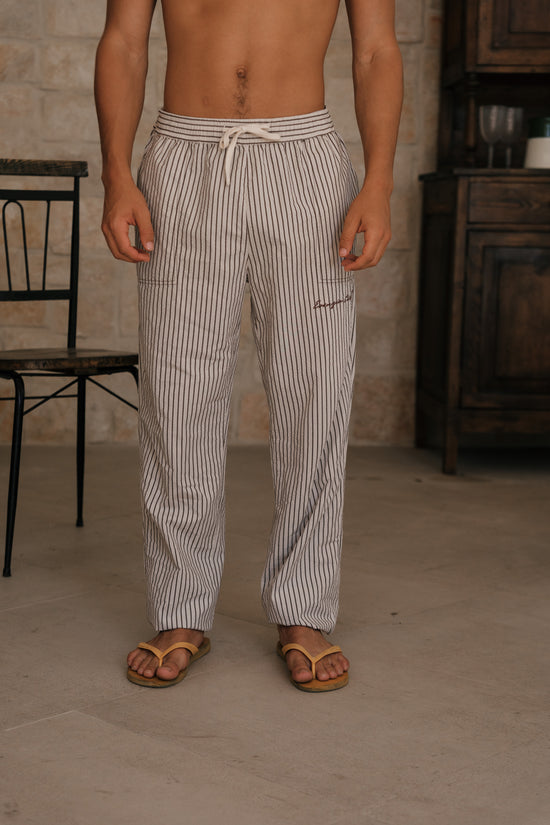 BROWN RUSTIC STRIPED PANTS