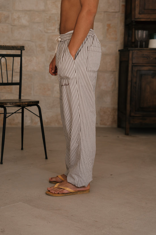 BROWN RUSTIC STRIPED PANTS