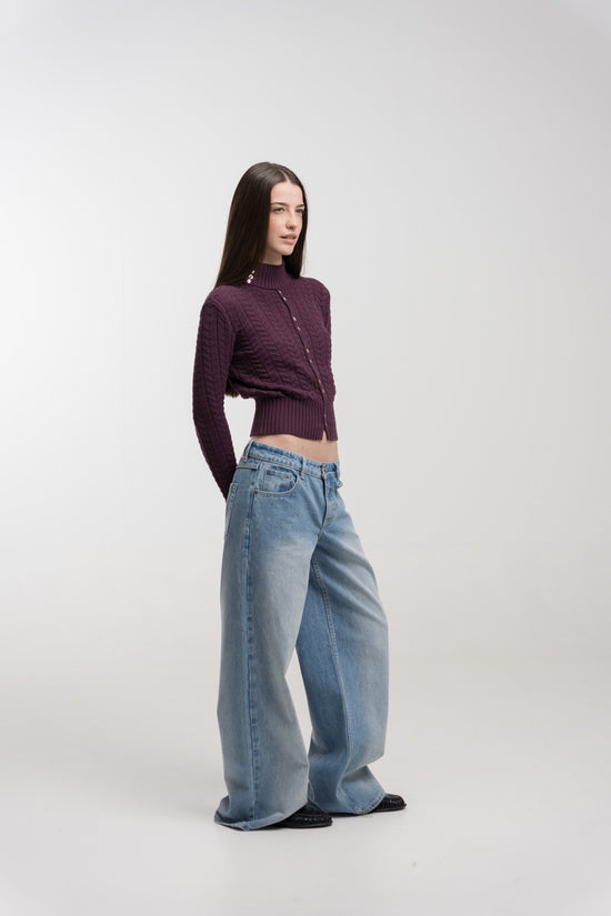 CLARET REGATTA BUTTON KNIT