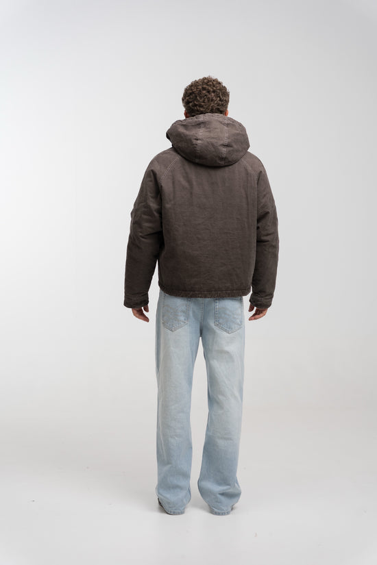 GREY PADDED HOODED JACKET