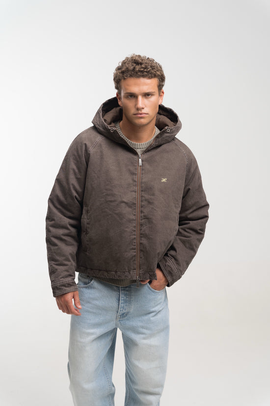 GREY PADDED HOODED JACKET