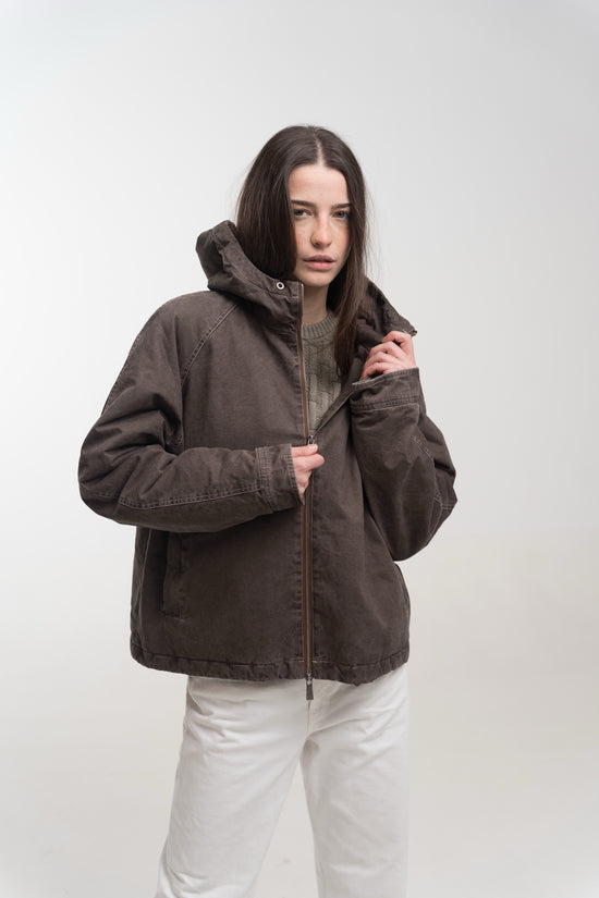 GREY PADDED HOODED JACKET