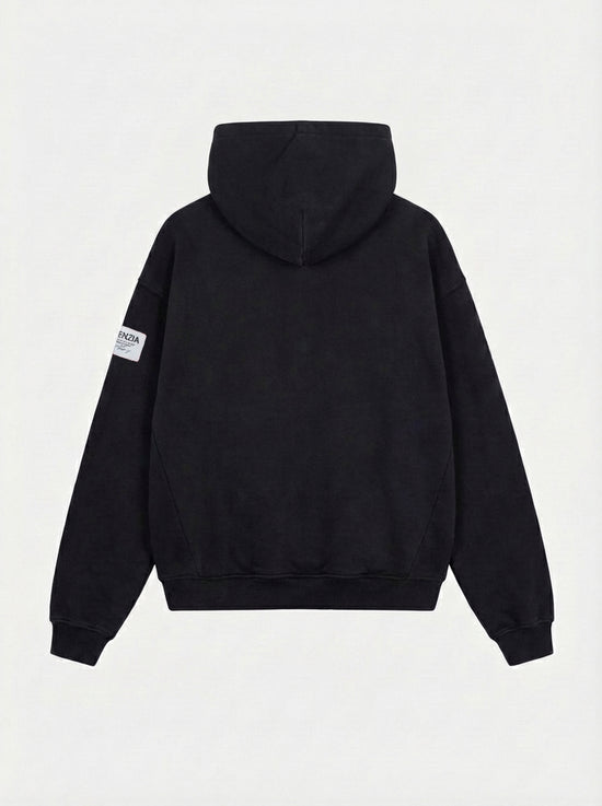 BLACK CHEST HOODIE