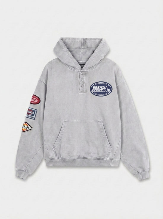 GREY BUTTONS HOODIE