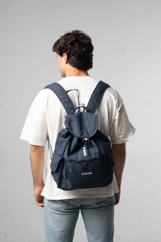 MOCHILA VINTAGE DE LONA AZUL - Esenzia