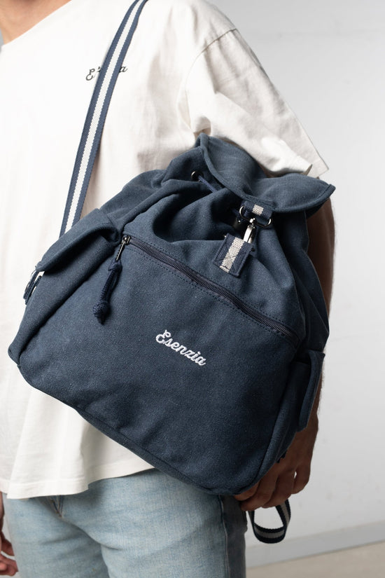 MOCHILA VINTAGE DE LONA AZUL - Esenzia