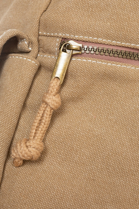 MOCHILA VINTAGE DE LONA BEIGE - Esenzia