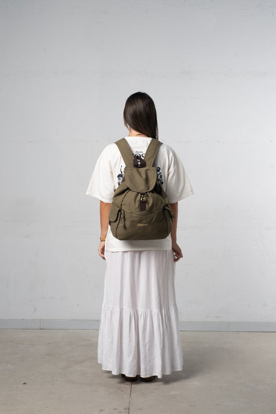 MOCHILA VINTAGE DE LONA VERDE - Esenzia