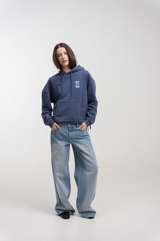 NAVY POLKA HOODIE
