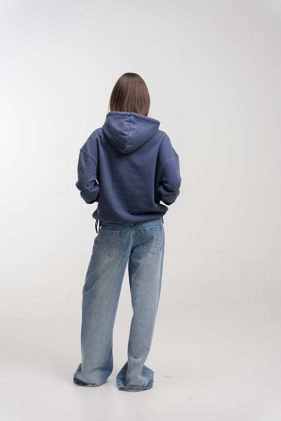 NAVY POLKA HOODIE