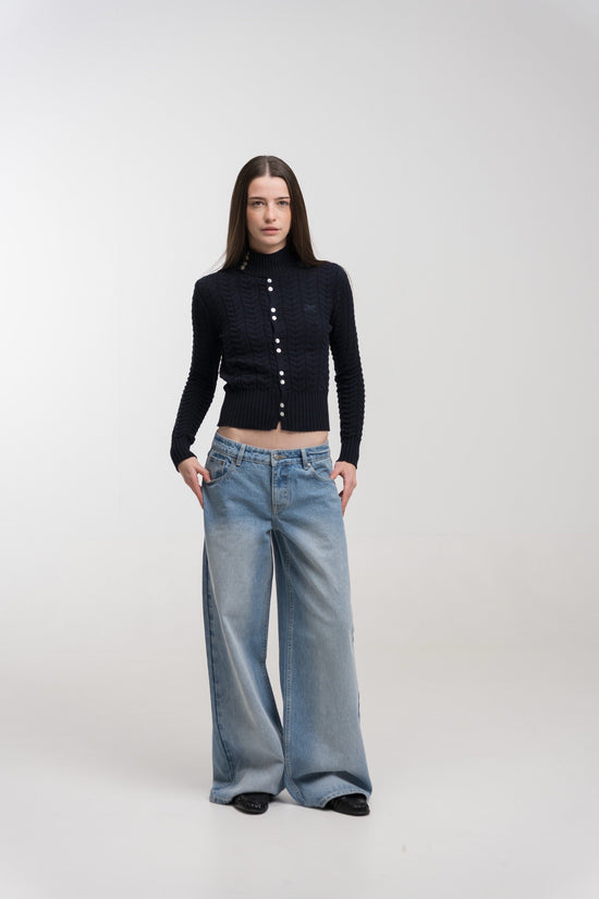 NAVY REGATTA BUTTON KNIT