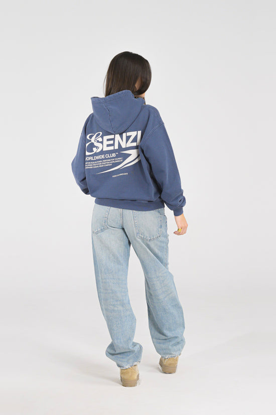 Prussian Harbour Hoodie — on model