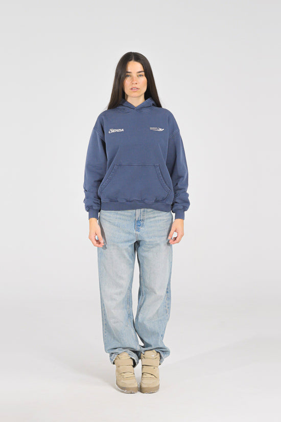 Prussian Harbour Hoodie — on model