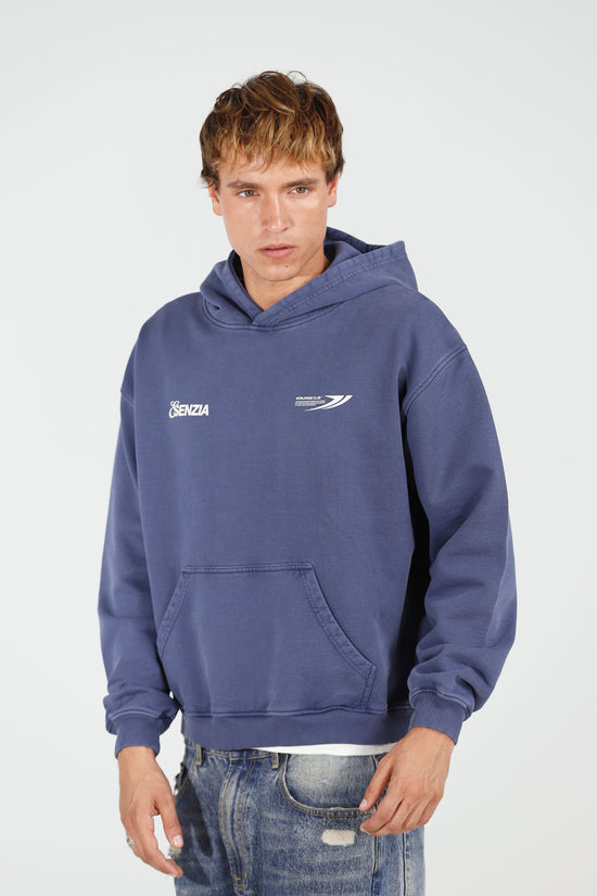 Prussian Harbour Hoodie — front, on model