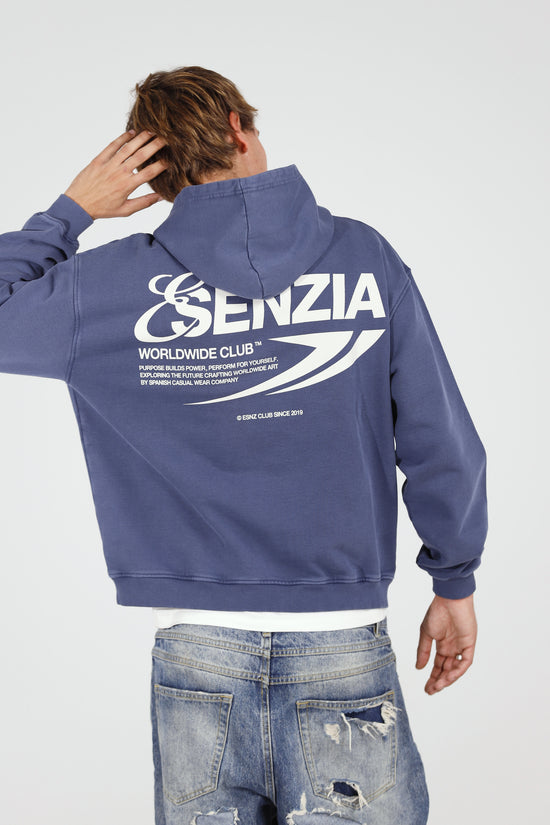 Prussian Harbour Hoodie — back, on model