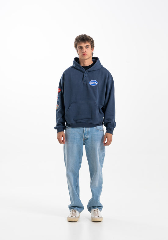 BLUE BUTTONS HOODIE