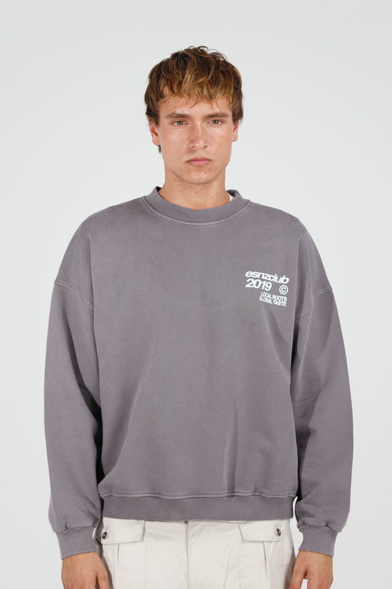 Steel Native Crewneck — front, on model