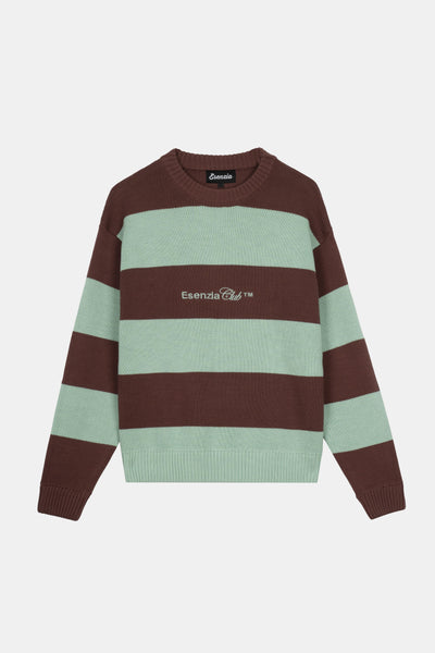 GREEN STRIPED KNIT SWEATER