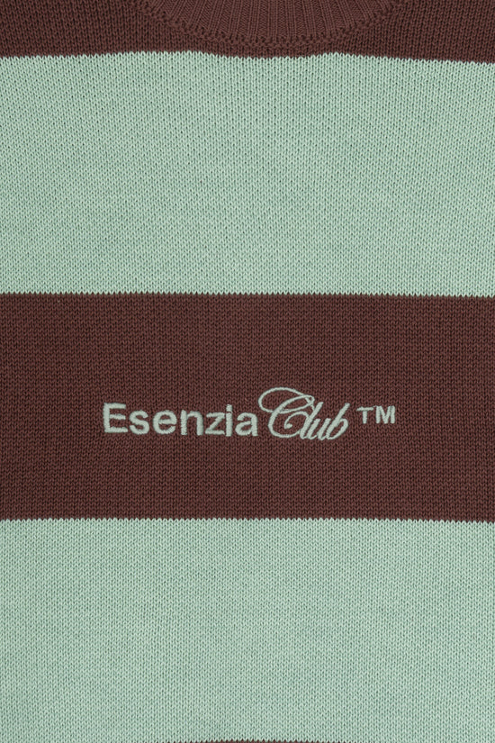 GREEN STRIPED KNIT SWEATER