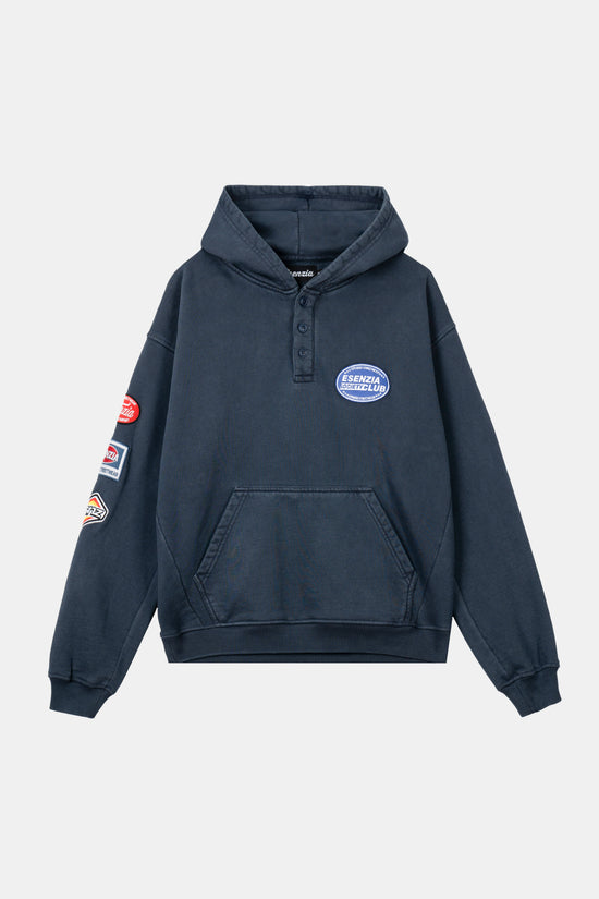 BLUE BUTTONS HOODIE