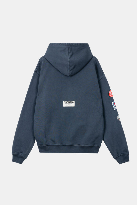 BLUE BUTTONS HOODIE