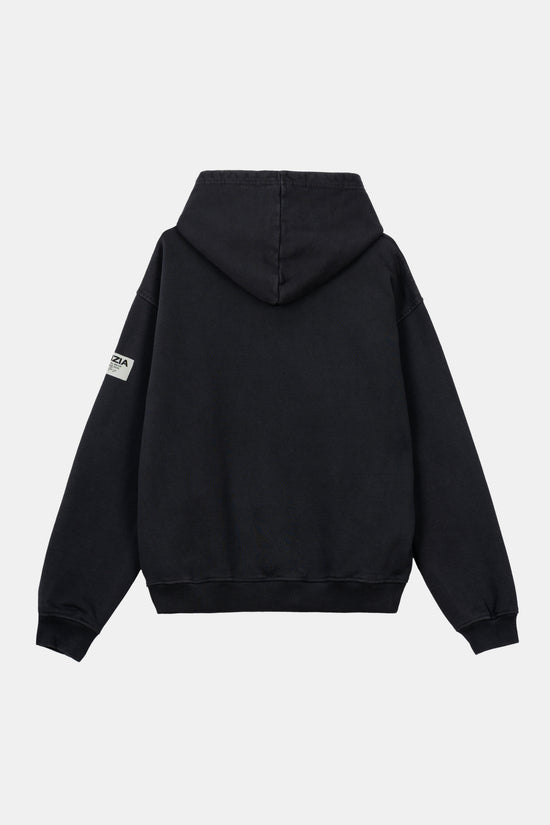 BLACK CHEST HOODIE