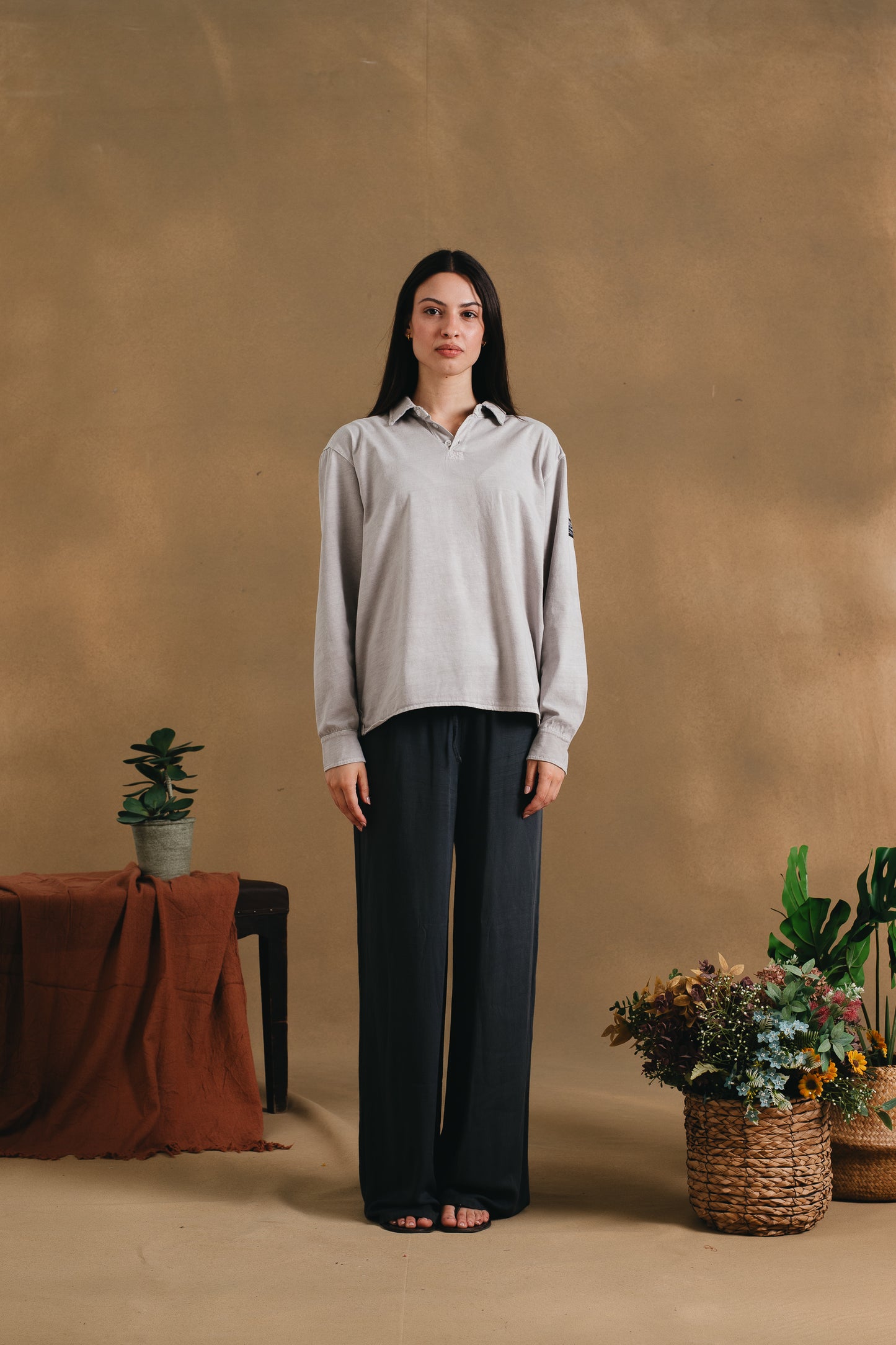 LIGHT GREY LONGSLEEVE POLO