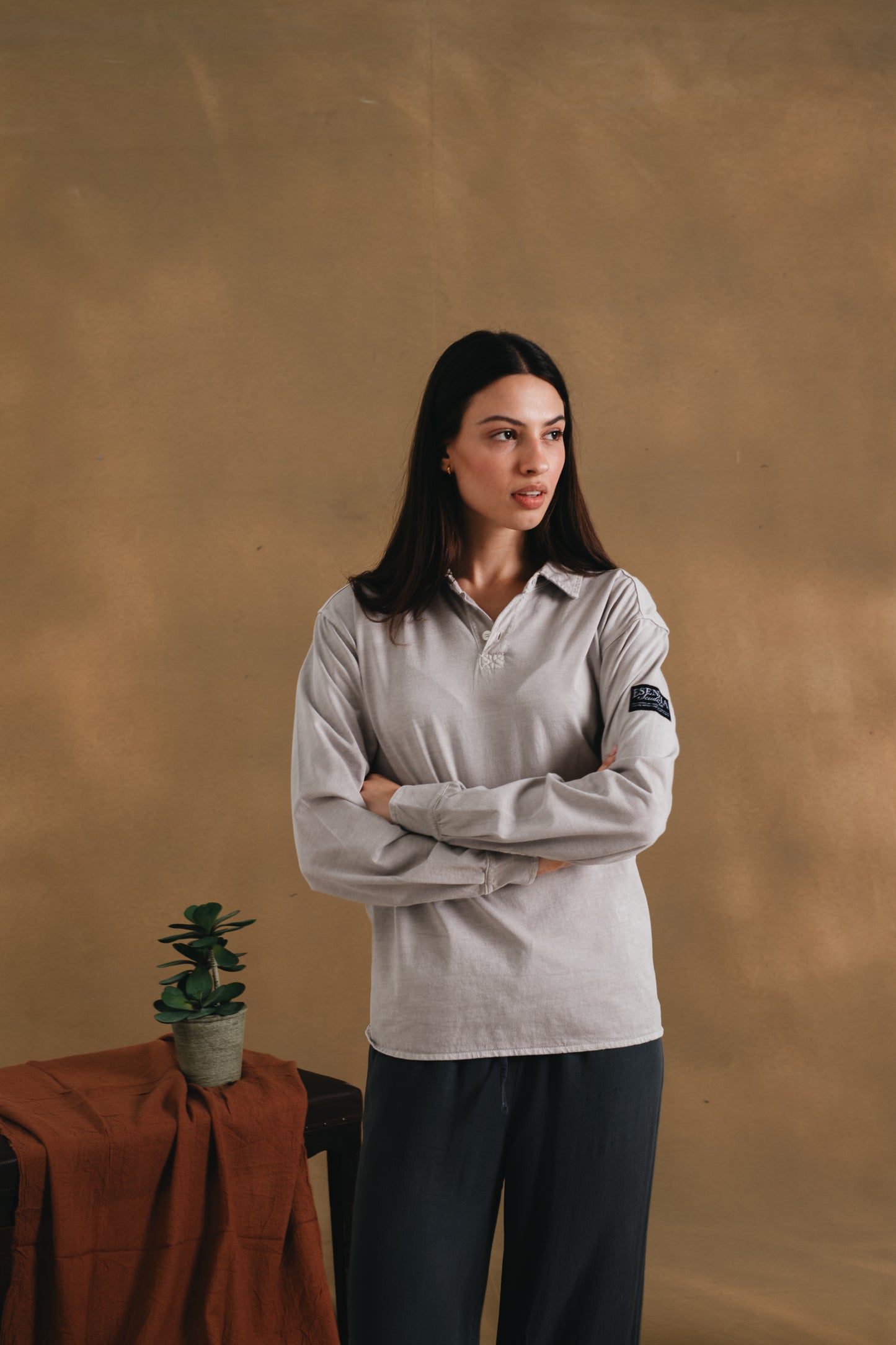 LIGHT GREY LONGSLEEVE POLO