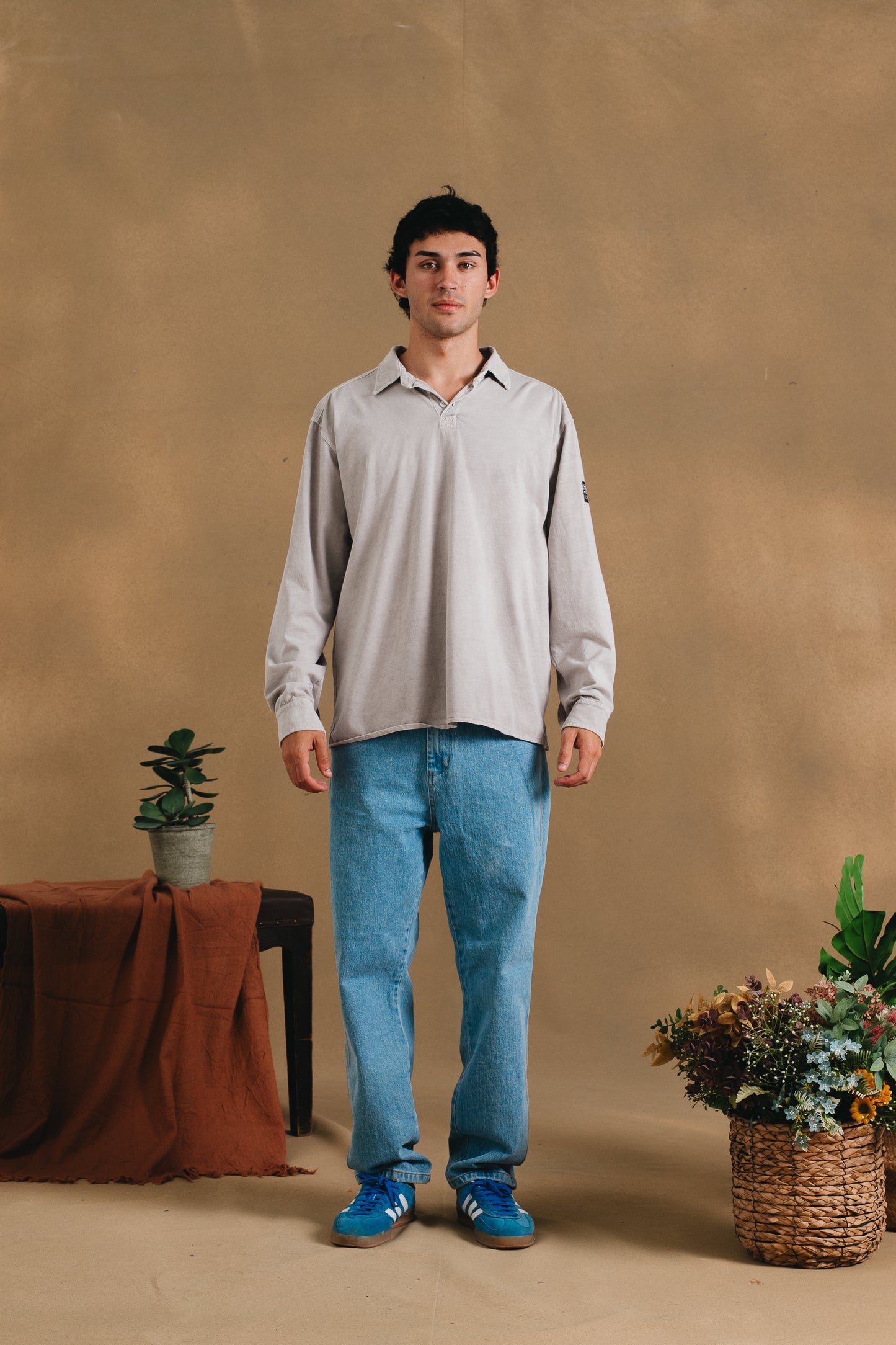 LIGHT GREY LONGSLEEVE POLO