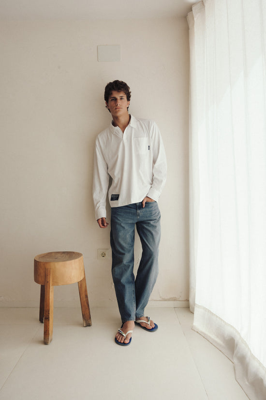 WHITE COSTAL LONGSLEEVE POLO