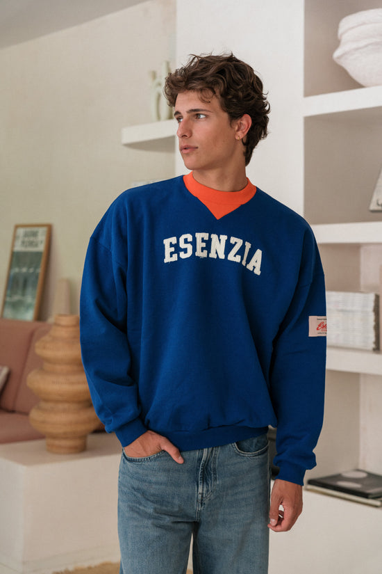COBALT CONTRAST CREWNECK