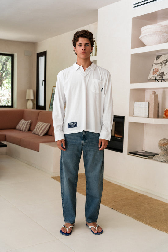 WHITE COSTAL LONGSLEEVE POLO