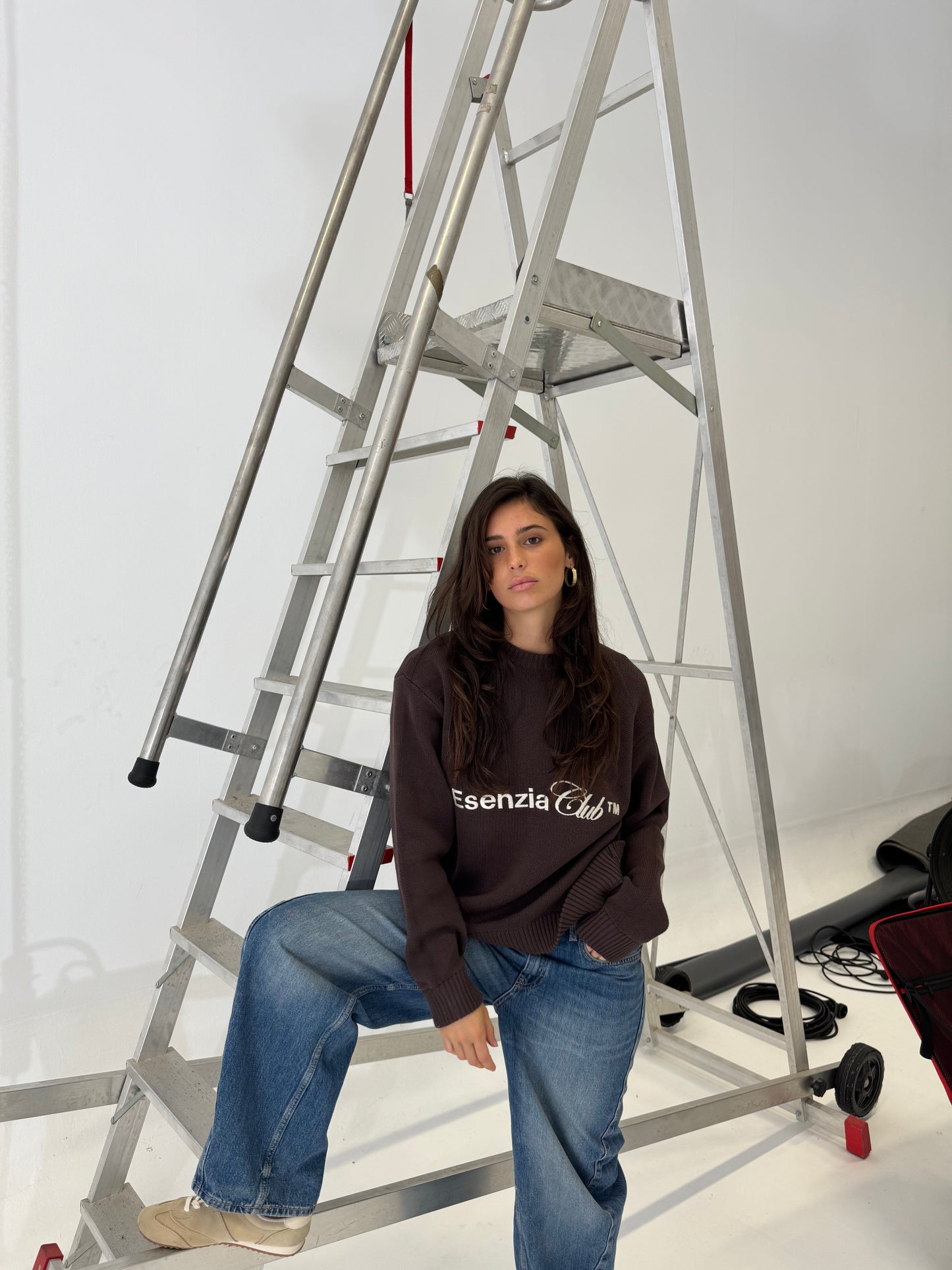 BROWN ICONIC KNIT SWEATER