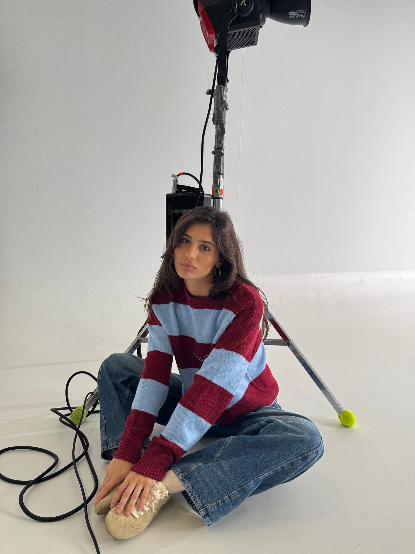 BLUE STRIPED KNIT SWEATER