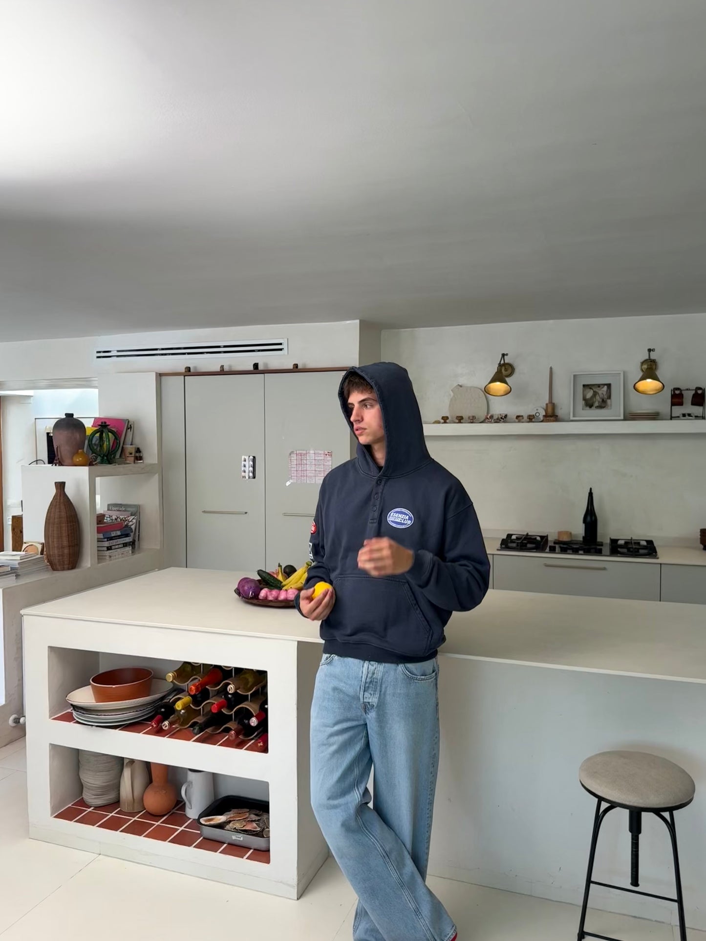 BLUE BUTTONS HOODIE