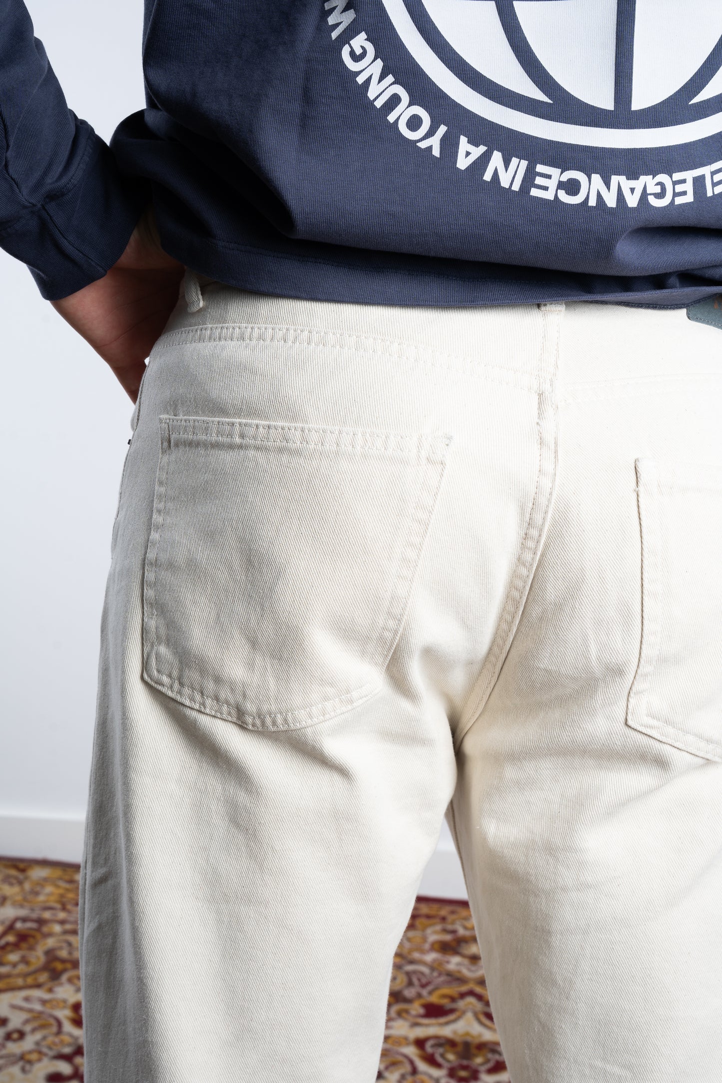 DENIM STRAIGHT PANTS CREAM