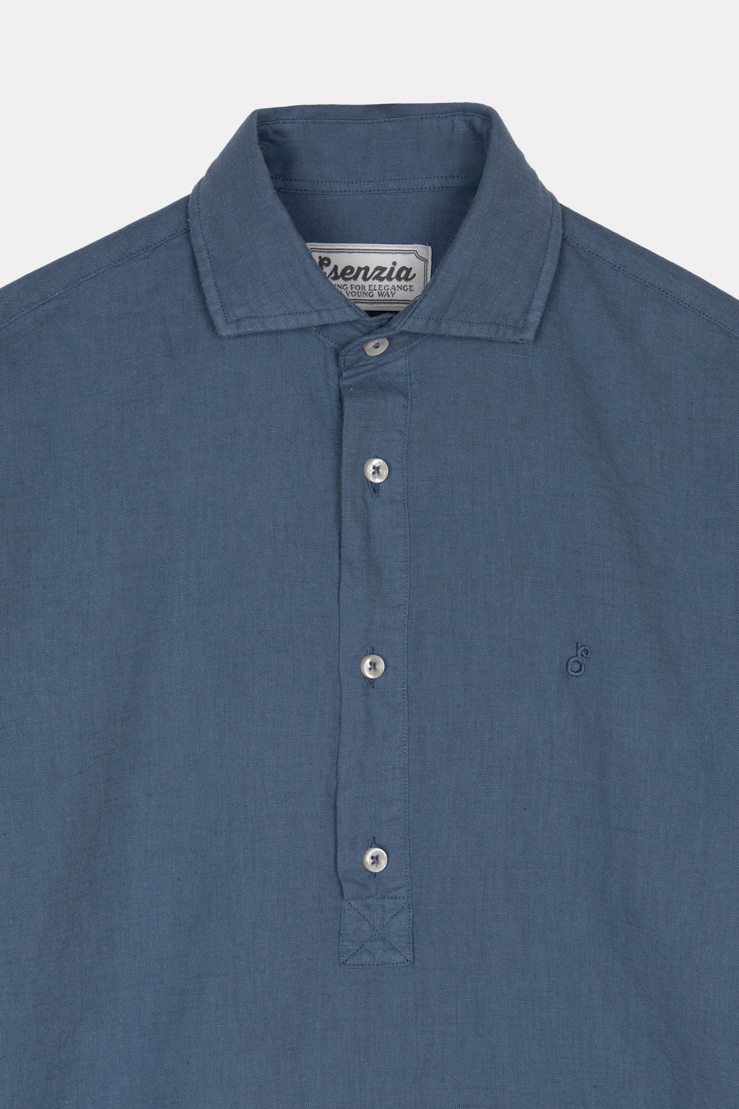 WASHED SPRING BLUE LINEN REGULAR POLO SHIRT
