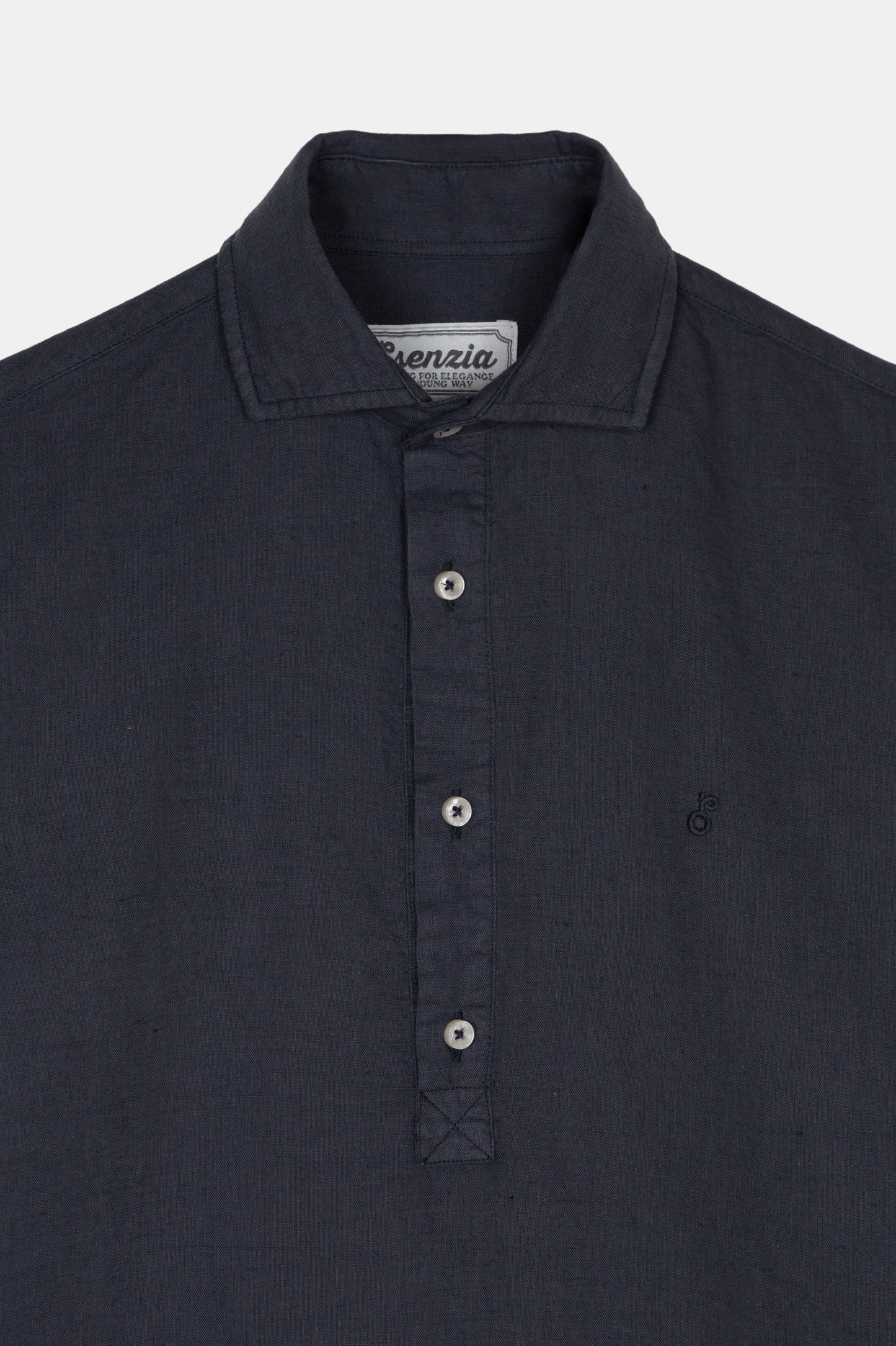 WASHED BLUE INK LINEN REGULAR  POLO SHIRT