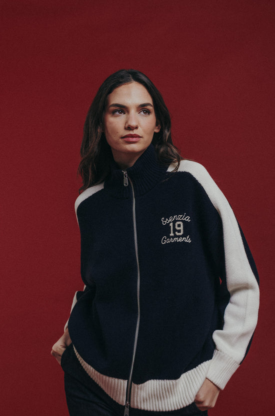 NAVY APRES KNIT ZIPPER