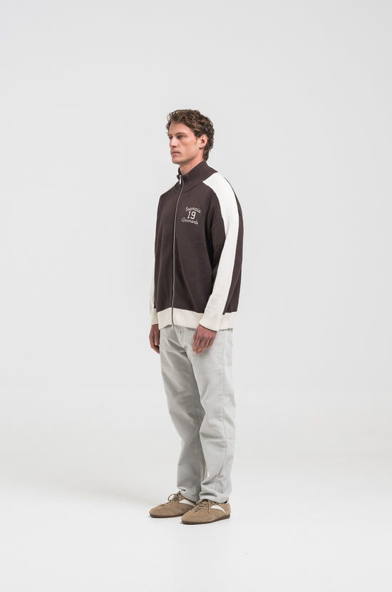 BROWN APRES KNIT ZIPPER