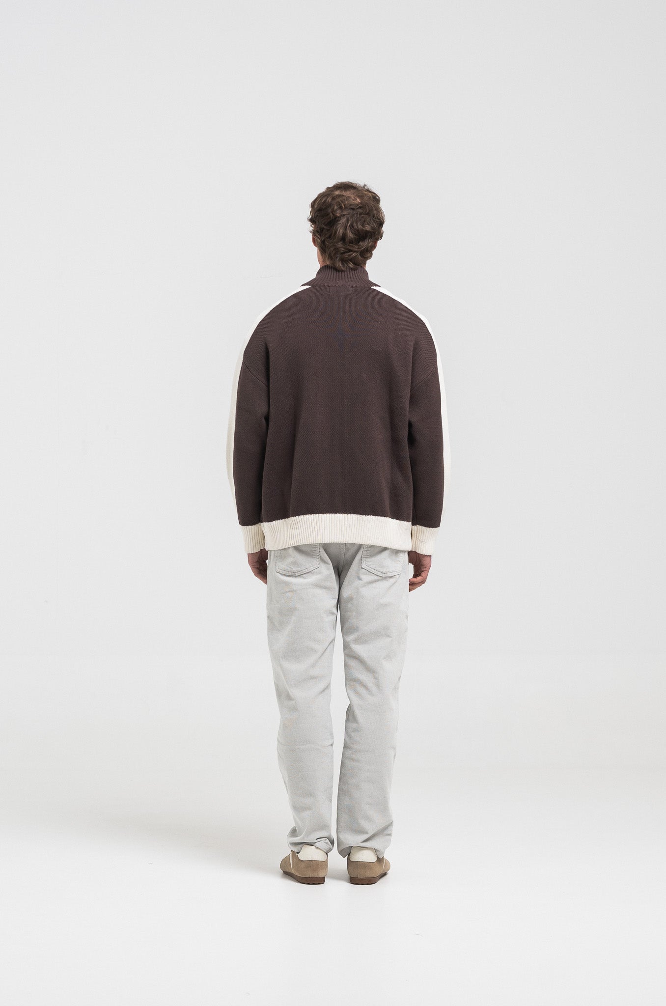 BROWN APRES KNIT ZIPPER