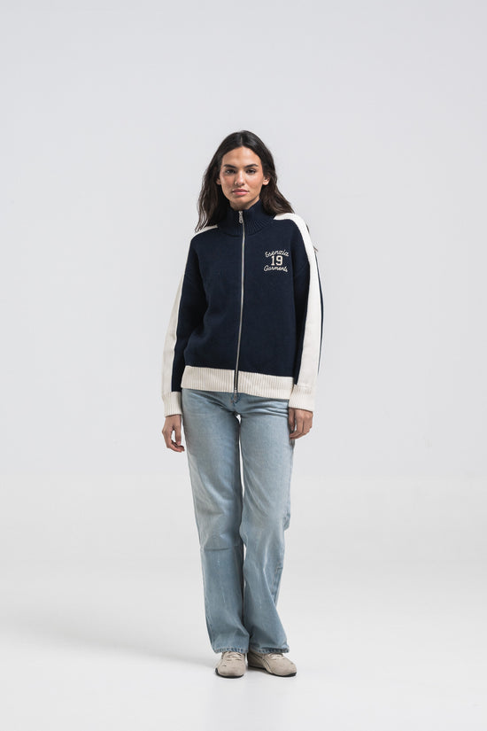 NAVY APRES KNIT ZIPPER
