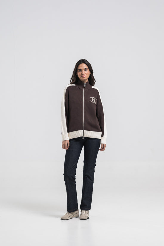 BROWN APRES KNIT ZIPPER